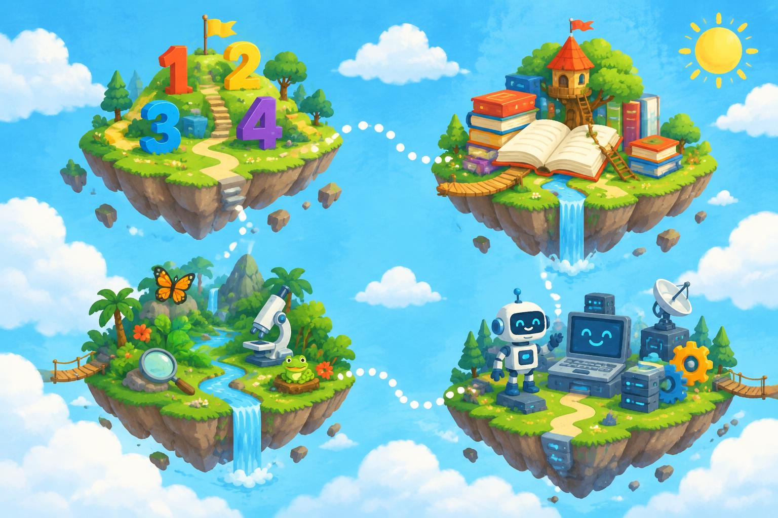 Four floating learning islands